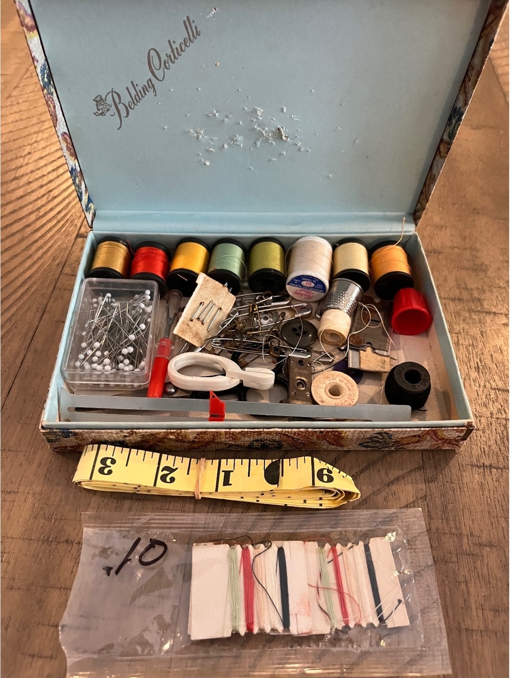 Vintage Belding Corticelli Sewing Box & Mending Kit - Thread, Pins & Notions